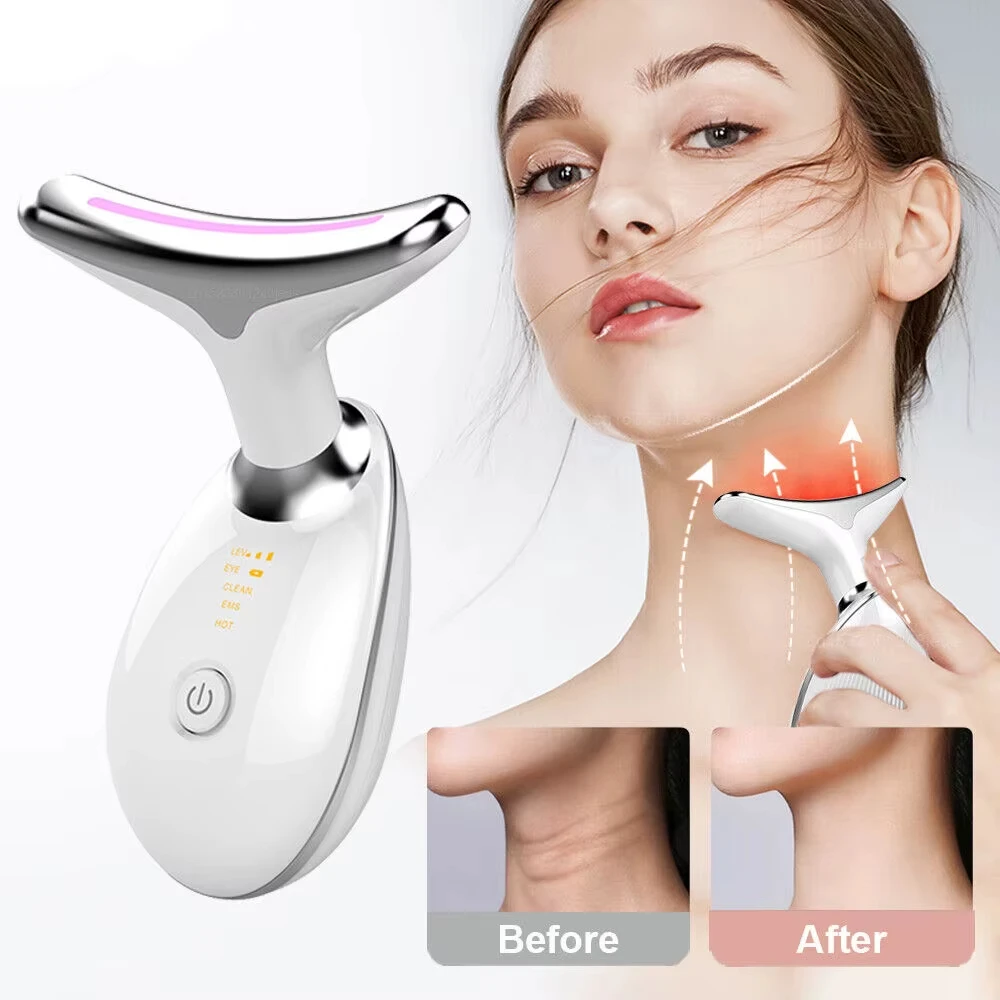

Face and Neck Massager 7 Color Light Based Facial and Neck Massager Face Sculpting Wand for Wrinkles Double Chin