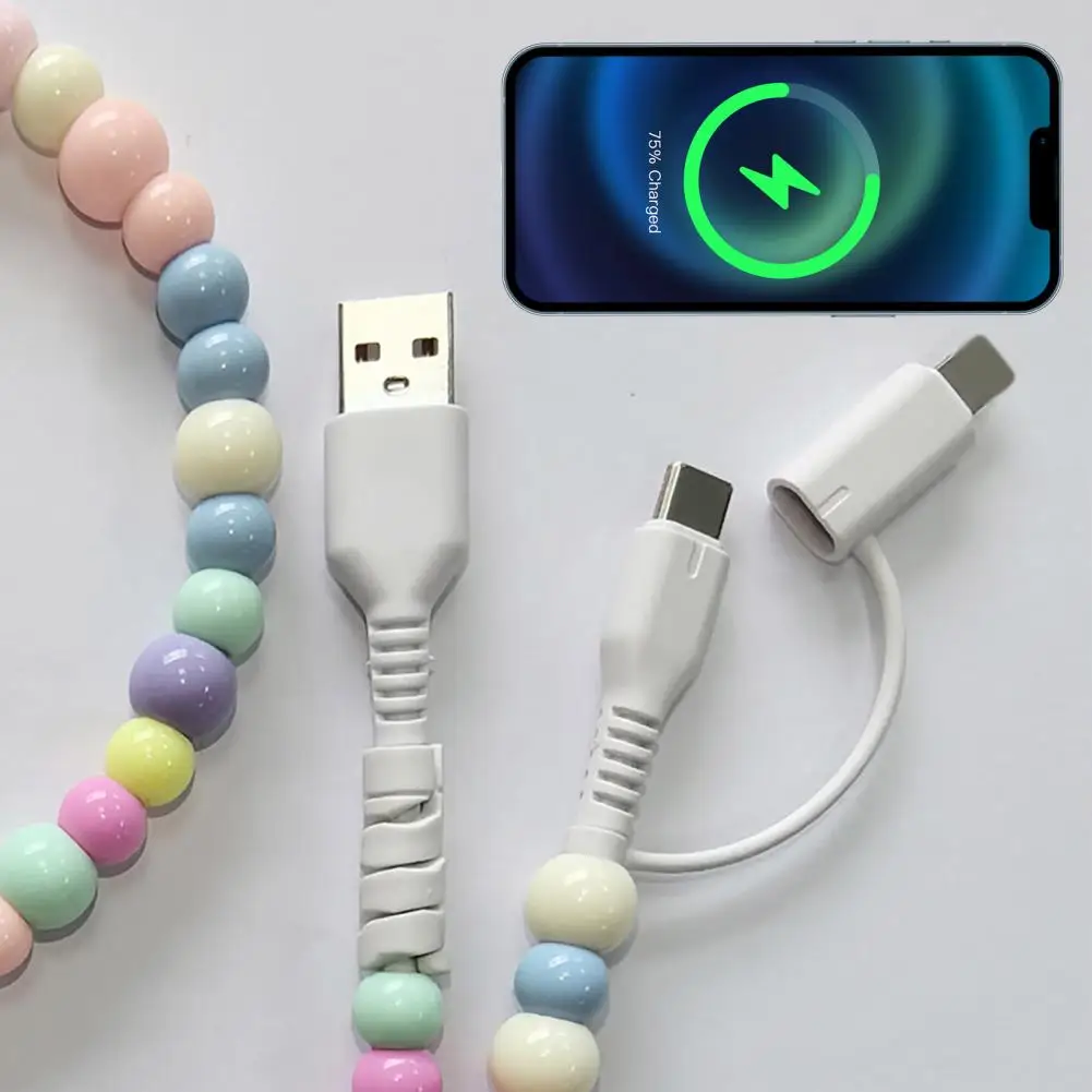 Fast Charging Cable for Iphone High-speed 60w Pd3.0 Charging for Iphone Fast Data Sync Beads Phone Cable Wide