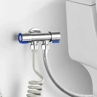 304 Stainless Steel Single Cold Water 1 In 2 Out Bathroom Toilet Angle Valve Washing Machine Double Outlet Water Tap