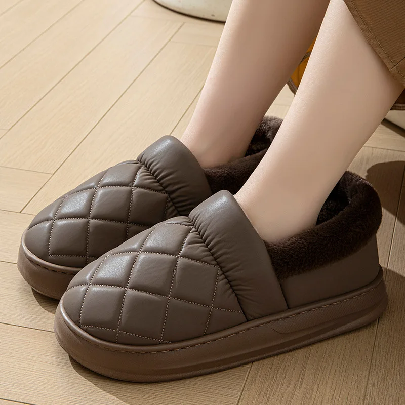 Big Size 50 51 Men Winter Warm Slippers Waterproof Large Size Home Bedroom Casual Shoes House Indoor Non Slip Thick Sole Slides