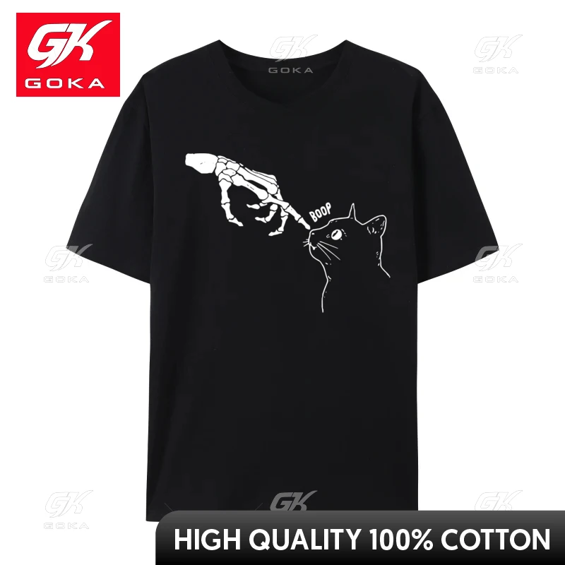 Skeleton Hand Boop Funny Halloween 2024 Newest Men T Shirt Design Fitness Tight Top T-Shirts Premium Cotton Print T Shirt