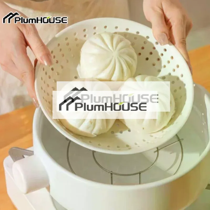 High Temperature Resistant Plastic Hollow Drain Tray White Circular Porous Steaming Tray Creative Kitchen Utensils 1PC
