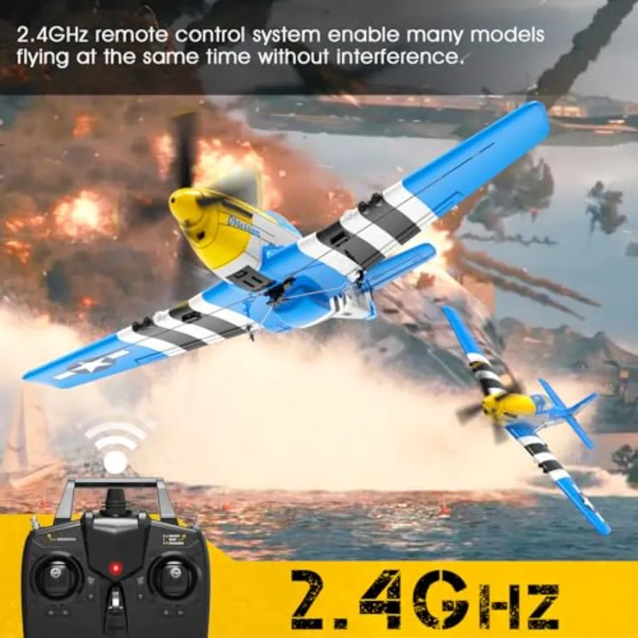 RC Airplane for outdoor flight, ABS plastic body, red and black color, 6-axis gyro stability and one-key aerobatic maneuvers