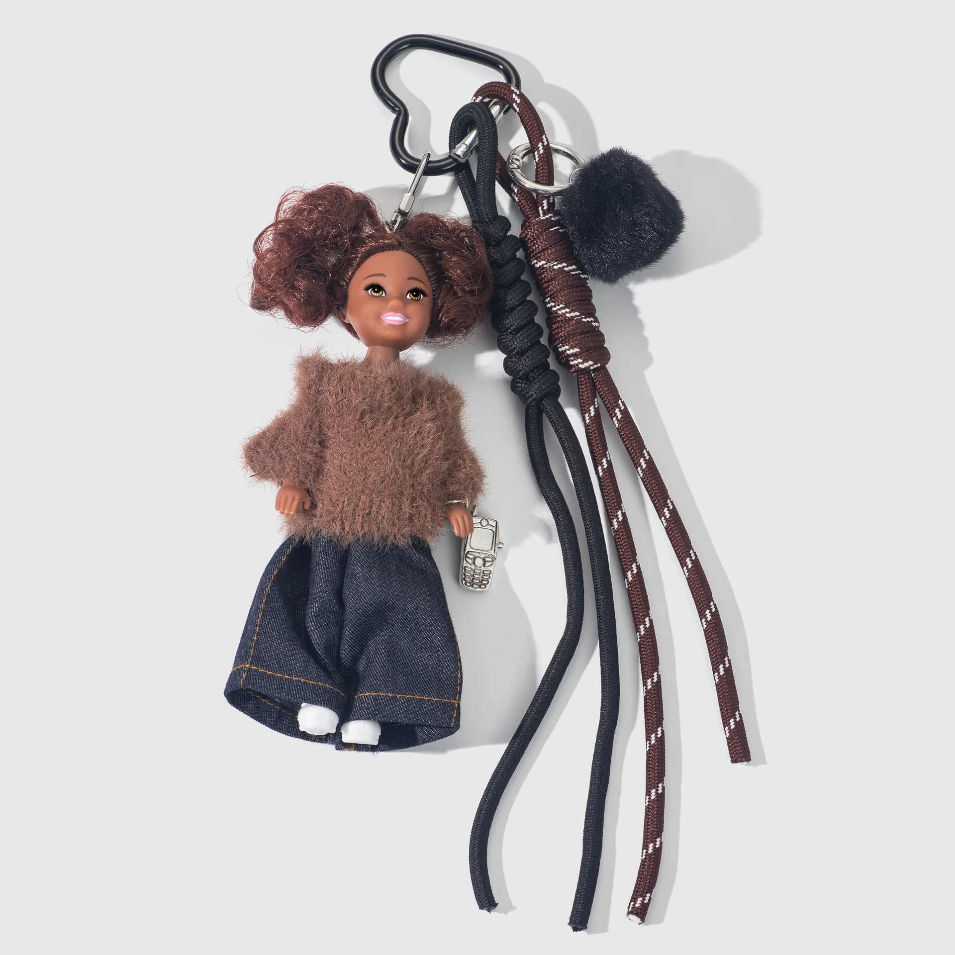 

Korean Version Fashion Sweater Doll Pendant Keychain 1/12 BJD African Dark Skin Kylie Princess Doll Keychain Backpack Pendant