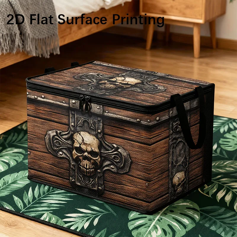 2D Vintage Storage Box Large Skull head Treasure Chest Pattern Print Design Storage Basket Shooting Props