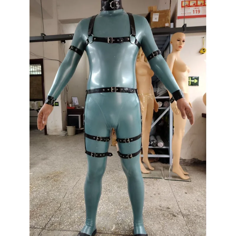 

Men's latex jumpsuit custom jumpsuit with tie up included