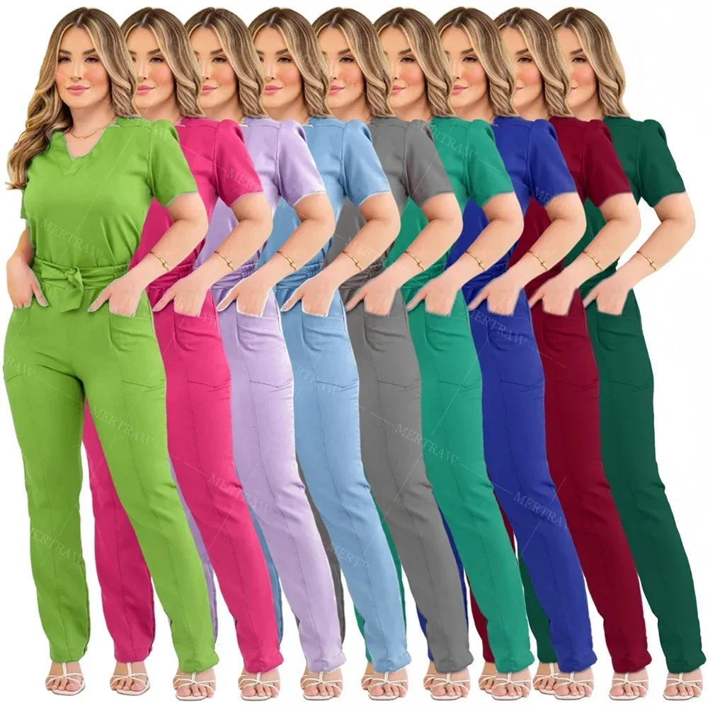 

Waist Bundle Sweatshirts Clothes for Medical Women Scrubs Uniforms Sets Nurse Spandex and Rayon Hospital Uniforms