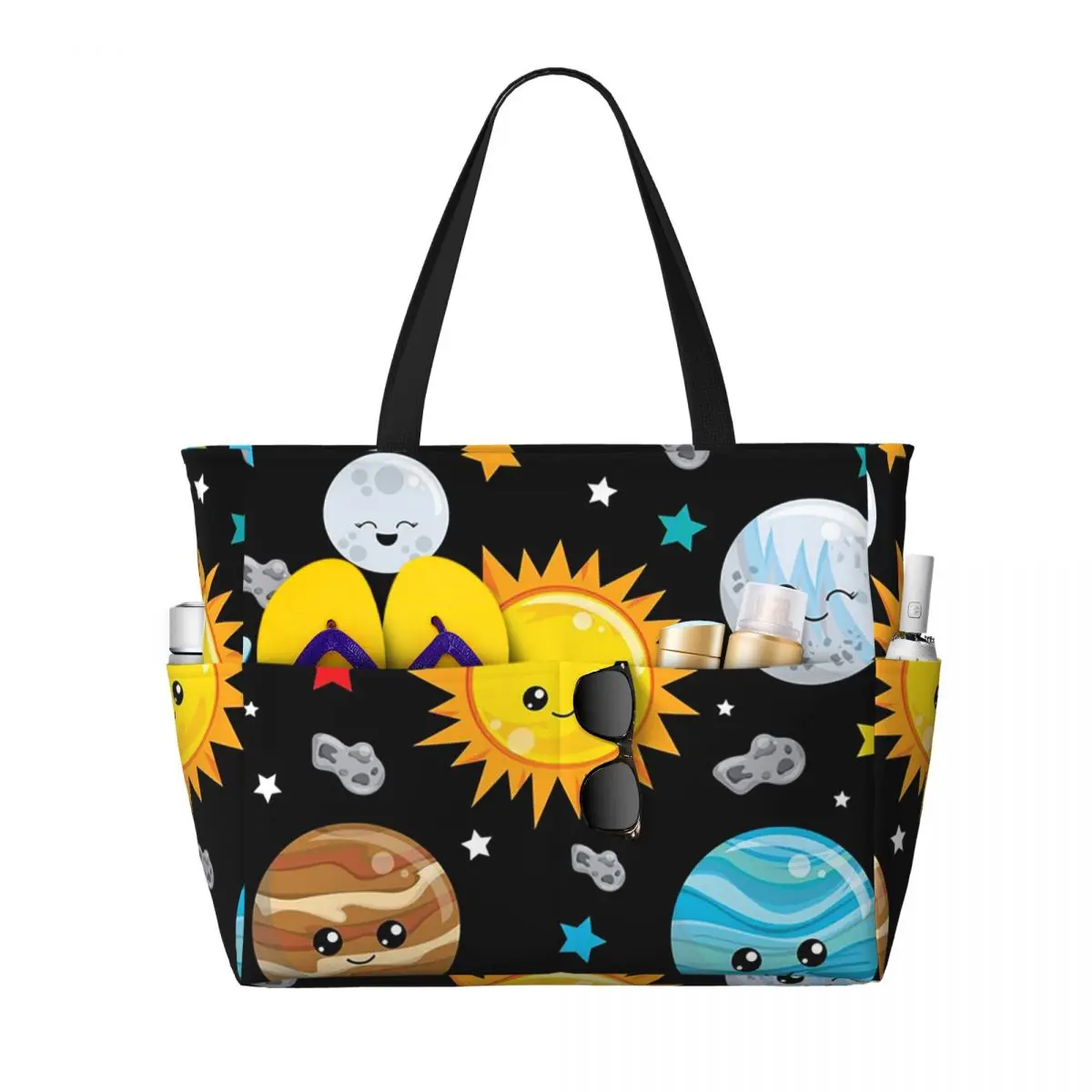 

Kawaii Planets Cute Solar System Beach Tote Bag Sport Gym Yoga Duffle Large Tote Bag Women Travel Bag Fitness bag