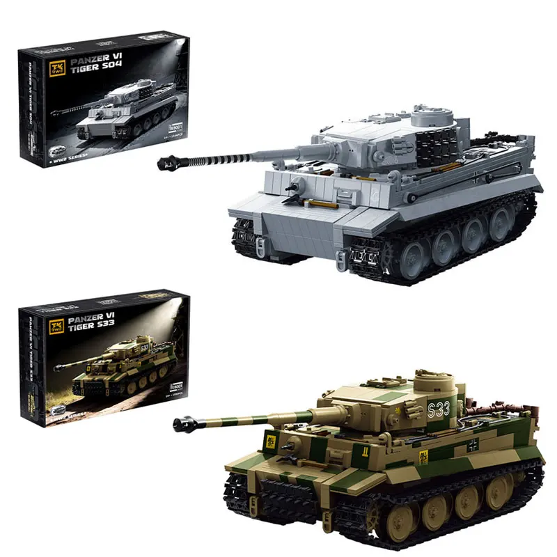 

TK2 1/28 Tiger Heavy Tank Building Blocks WWII Military Series Army Vehicle Model DIY Educational Bricks Toys For Boys Gifts