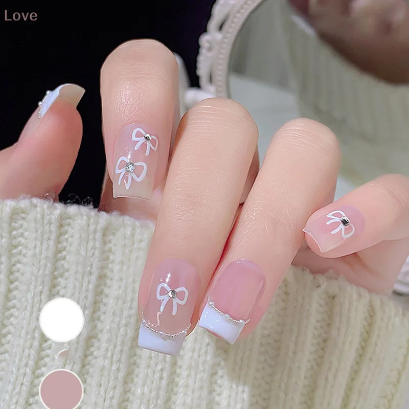 [L & P] 1 قطعة ثلاثية الأبعاد رقيقة أسود أبيض صغير القوس الشريط Bowknot ملصقات الأظافر ملصقات بمادة لاصقة عالية الجودة مسمار الفن الديكور