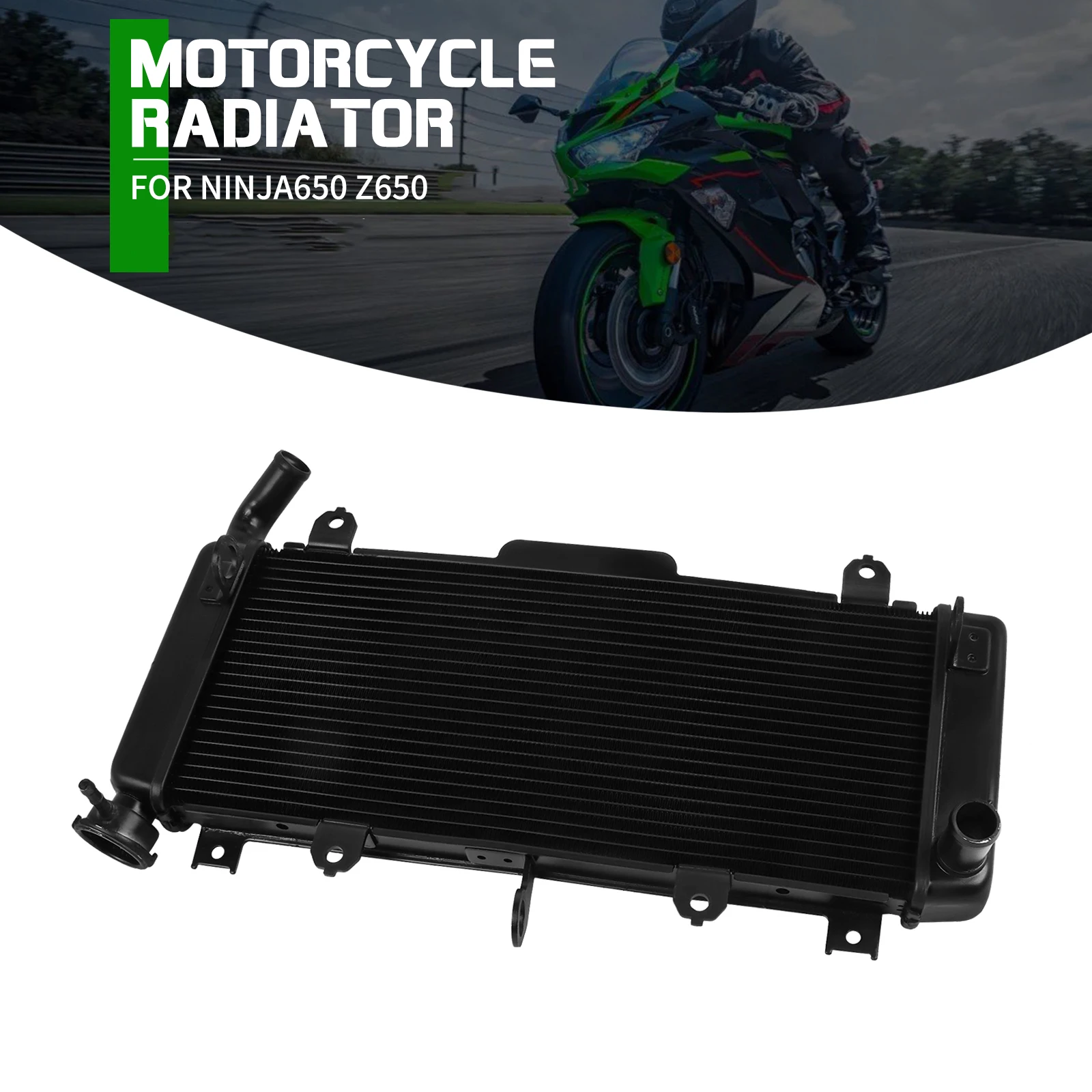 

For Kawasaki Ninja 650 Z650 Z 650 ER650 ABS 2017‑2023 Motorcycle Aluminum Engine Radiator Coolant Cooler Cooling Water Tank