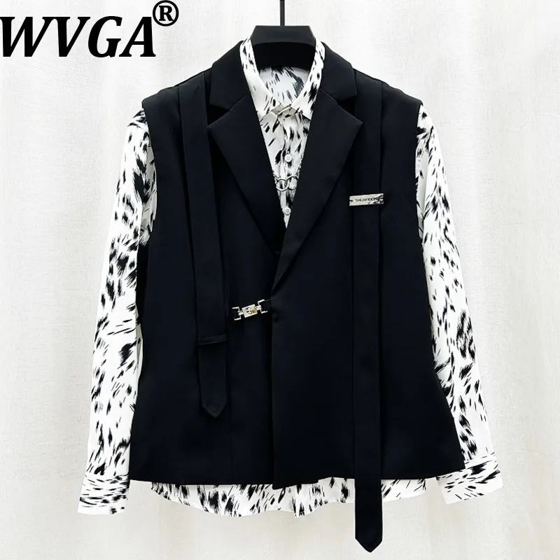 

WVGA Весна Осень Новый Мужской Стильный Боковой Разрез Лента Модный Костюм Жилет Ниша Шикарные Повседневные Прямые Брюки Комплекты Из Две Частей Ins W13693