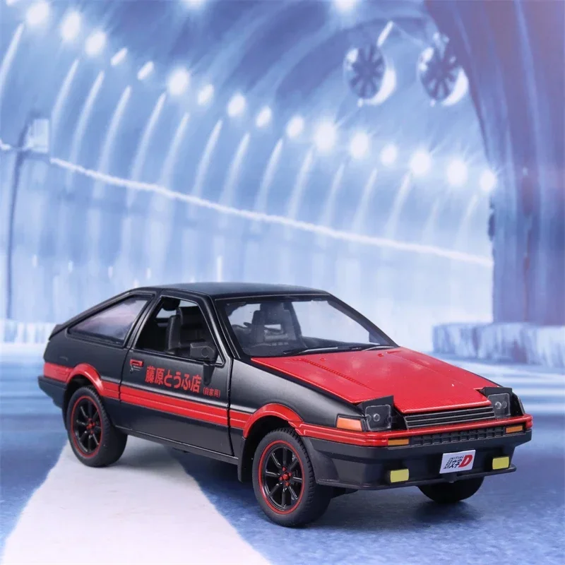 1:24 Toyota AE86 Alloy Car Model Initial D Decoration Simulation Toys For Children Gift Big Size With Light Pull Back A458