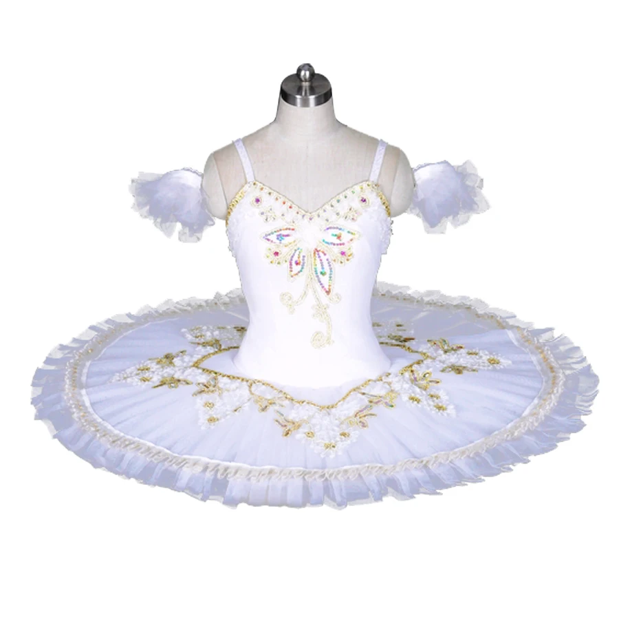 Orquídea dança profissional de alta qualidade tamanho personalizado branco ballet tutu meninas