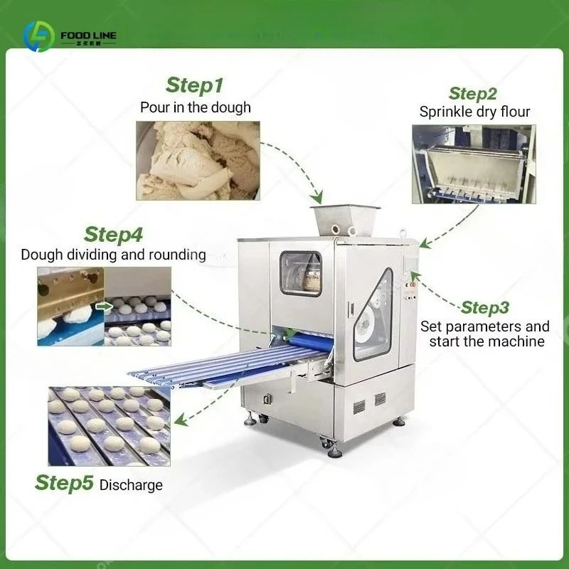 Dough Divider Rounder Machine DeGassing Automatic Commercial Baker Tool for Fermented Pizza Portioning