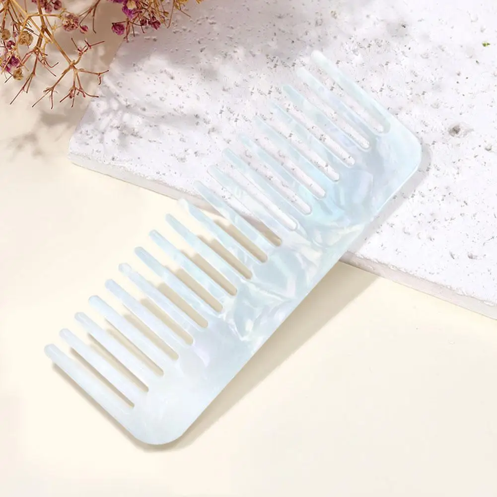 한국 패션 디자인 헤어 빗 넓은 이빨 아세테이트 미용 빗 정전기 방지 마사지 헤어브러시 다채로운 헤어 스타일링 도구