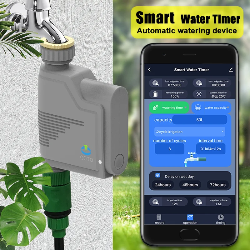 ZigBee-controlador de riego automático para riego de jardín, temporizador de agua, aspersor inteligente Tuya, grabador medidor de flujo de agua incorporado