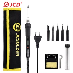 JCD 80W Electric Soldering Iron Kit Adjustable Temperature LCD Digital Display 220V/110V Soldering Iron Tips Welding Tools 908S