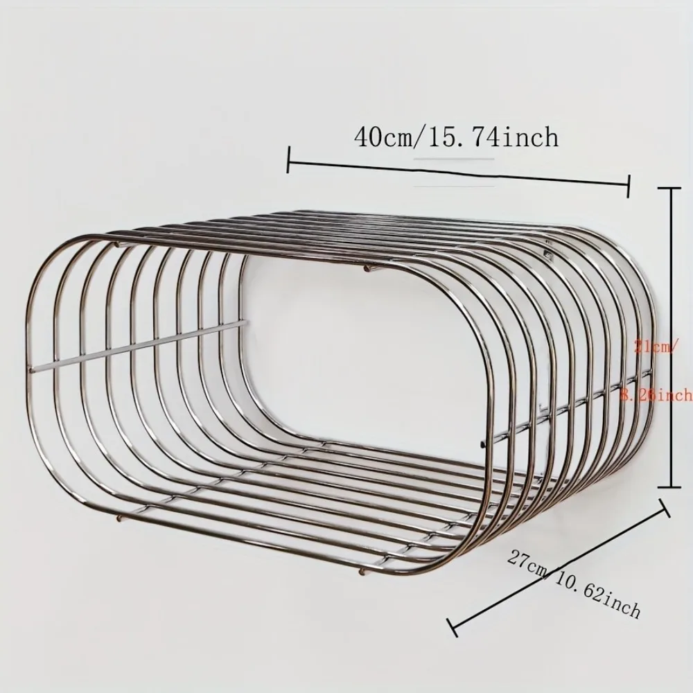 Modern Metal Wall-Mounted Bookshelf with Bear Design - Sleek Silver Finish, Space-Saving Corner Shelf for Living Room or Bedroom