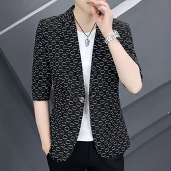 180 Summer black casual suit jacket thin three-quarter sleeve suit