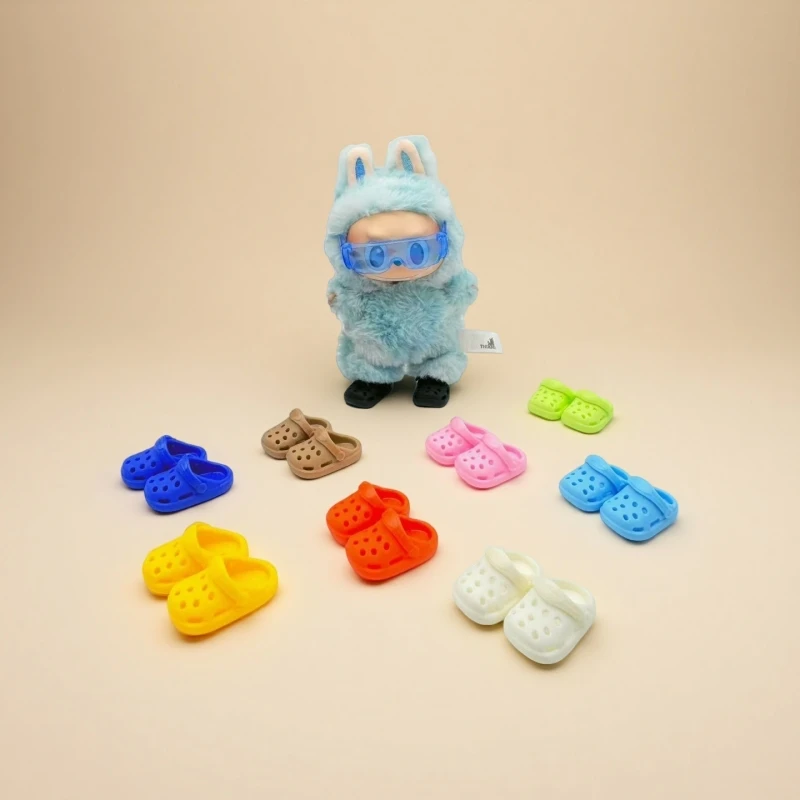 

17cm Labubu Doll Hole Shoes for V1 V2 V3 Cute Slippers Plush Doll Sandals DIY Clothing Accessories Children's Toys Birthday Gift