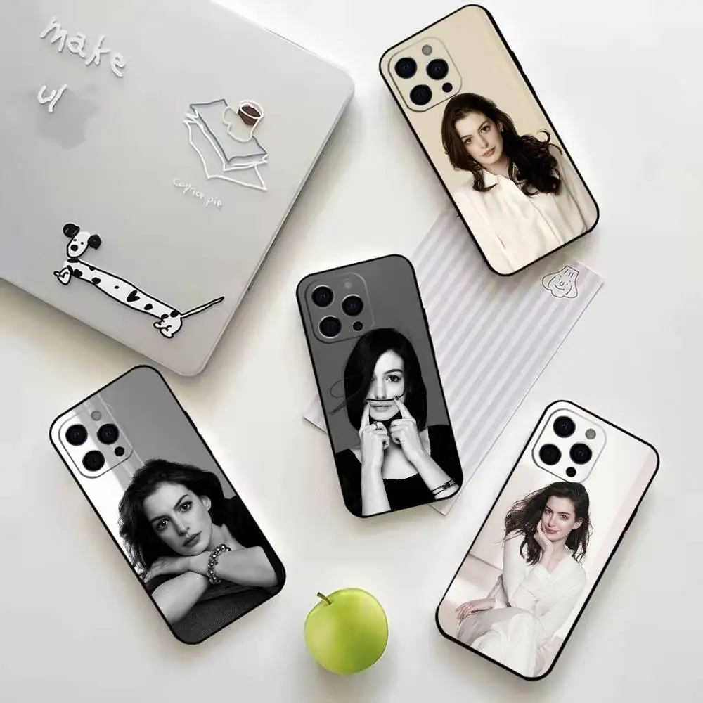 

Actor A-Anne H-HathawayS Phone Case For iPhone 17,16,15,14,13,12,11 Plus,Pro Max,Soft Silicone Black Cover
