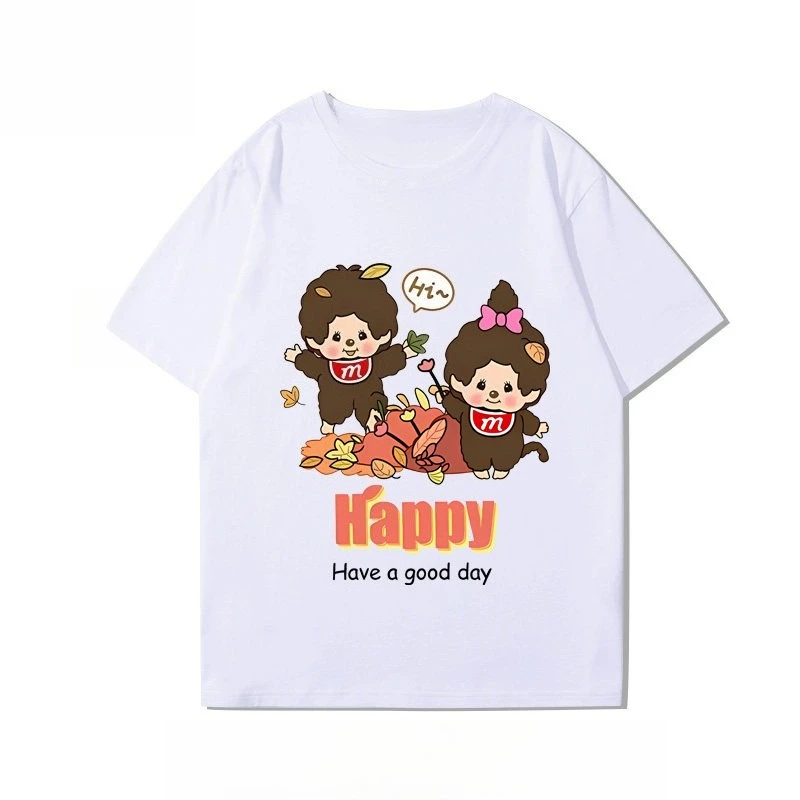Monchhichi surrounding area cute and adorable short-sleeved men's and women's 2026 summer fashionable casual versatile T-shirt
