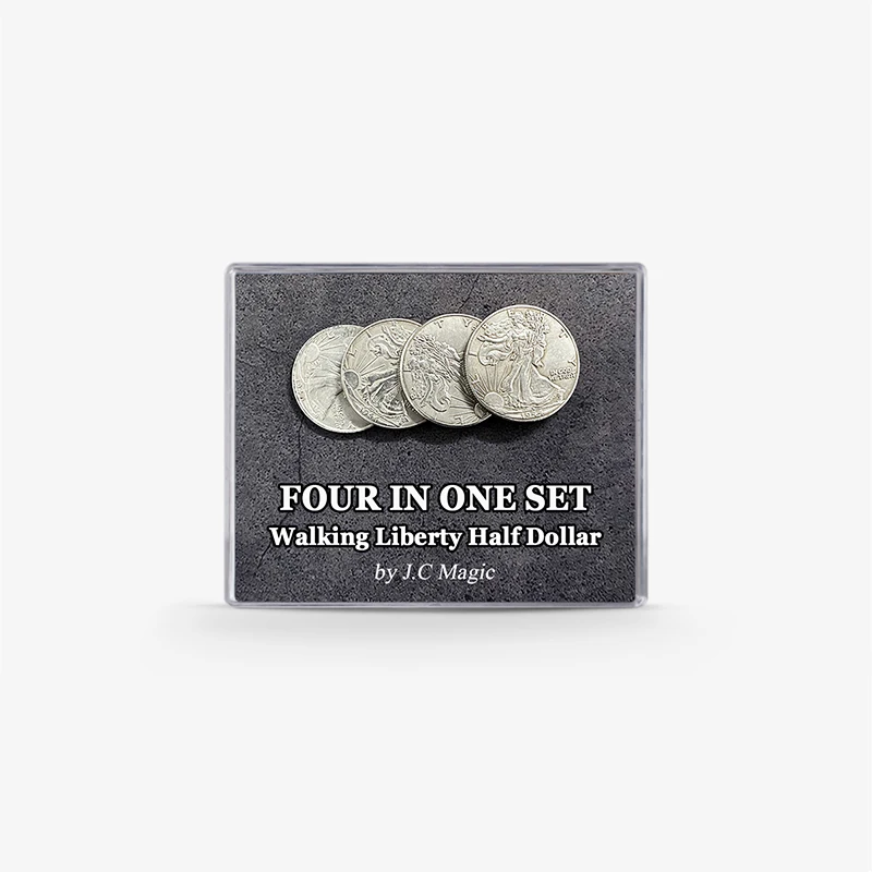 

Four in One Walking Liberty Half Dollar Set Coin Magic Tricks Close up Magia Magicians Prop Gimmick Illusion Accessory Copy Coin