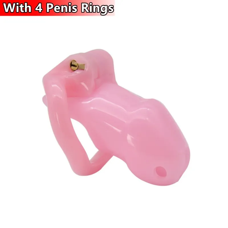 Sex Toys Resin Male Chastity Devices With 4 Penis Rings Chastity Lock Cock Cage Penis Sleeve Exotic Sex Product For Men 18+