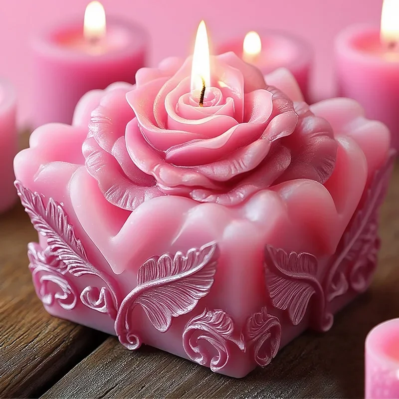 

VERIDIAN 3d Rose Silicone Mold DIY Flowers Heart Aromatherapy Plaster Decoration Rose Candle Resin Mold Candle Making Kit