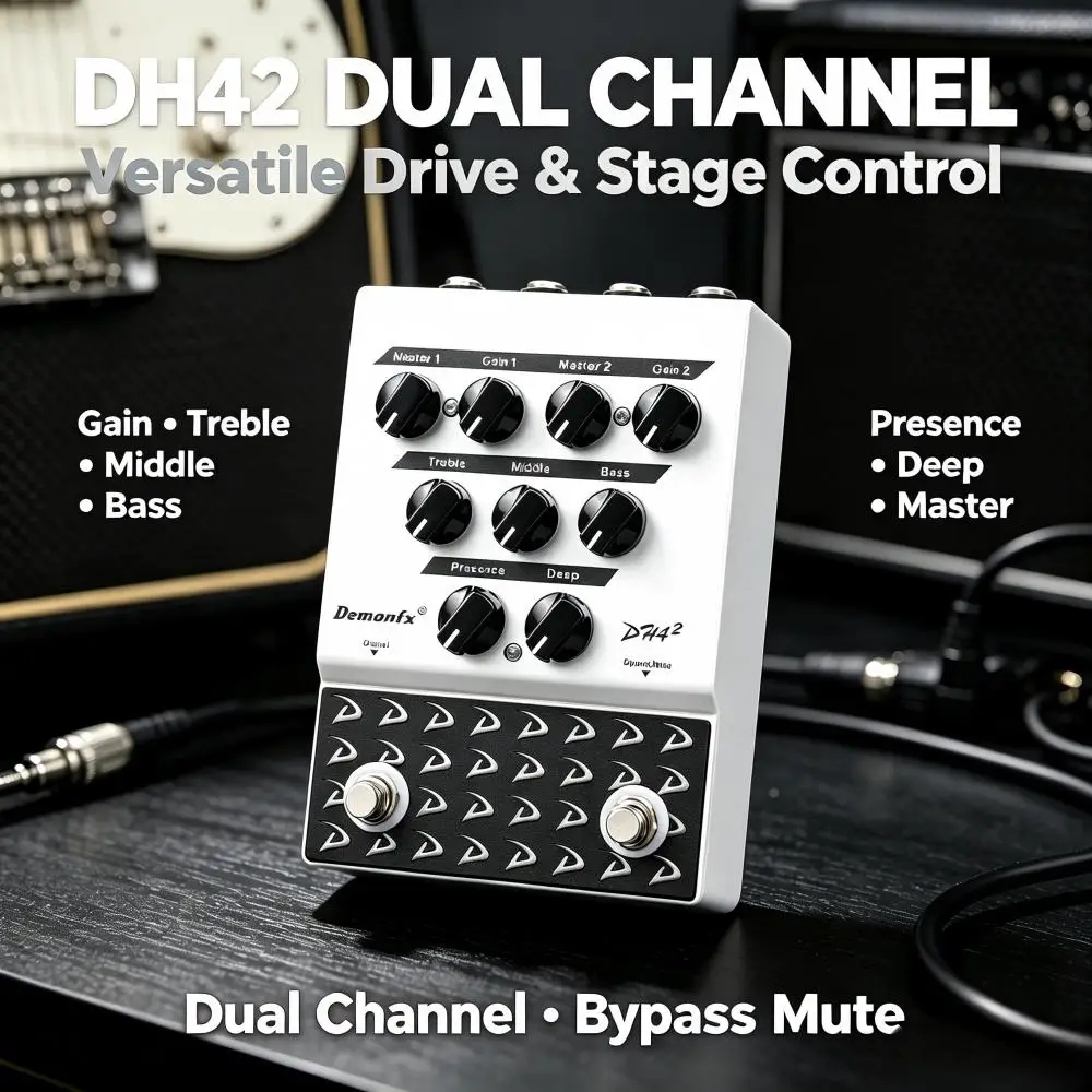 Pédale d'effet guitare Demonfx DH4-2 VH4 préampli double canal, distorsion à gain élevé, Stompbox, EQ, Presence, Deep True Bypass pour le Metal R