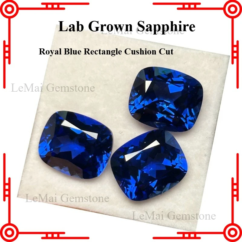 

Top Lab Grown Sapphire Royal Blue Rectangular Cushion Cut Loose Gemstone For Jewelry