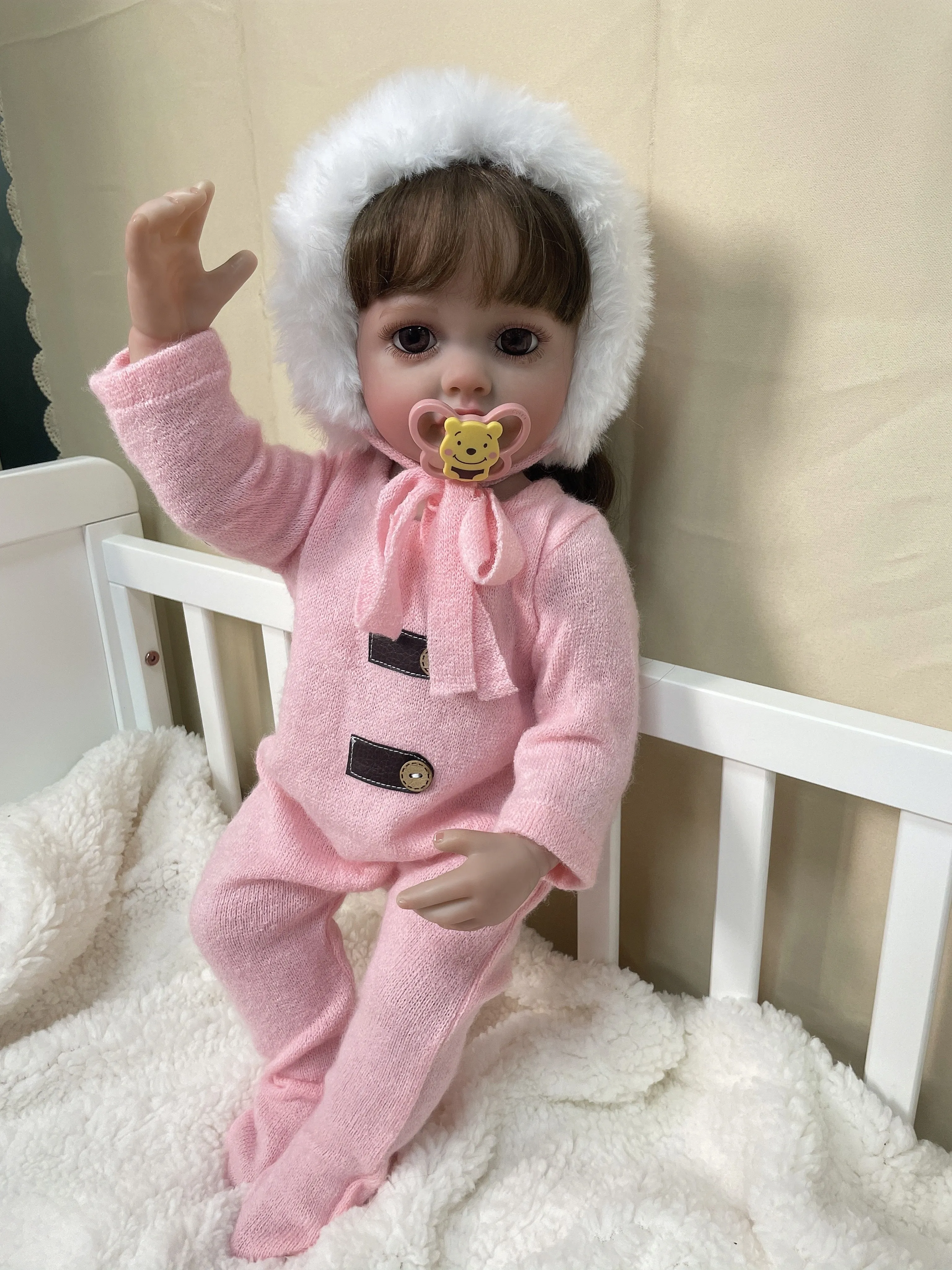 

Cokela 55CM Soft Silicone Newborn Baby Lucy Reborn Doll Lifelike Real Bebe Doll for Children Gift doll toys