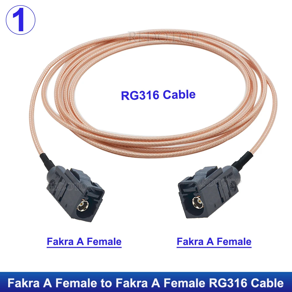 1Pcs Fakra Female to Fakra A/B/C/D/E/F/G/H/I/K/M/Z Female Connector RG-316 RF Coaxial Cable Pigtail Jumper Radio Extension Cord