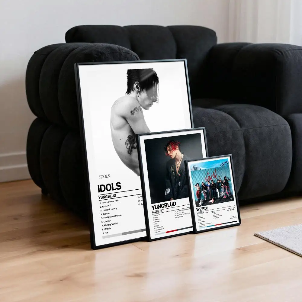 Yungblud Poster Peelable Self-Adhesive Album Cover Poster Stickers, Frameless Wall Art for Singer Band Pop Rap Bedroom