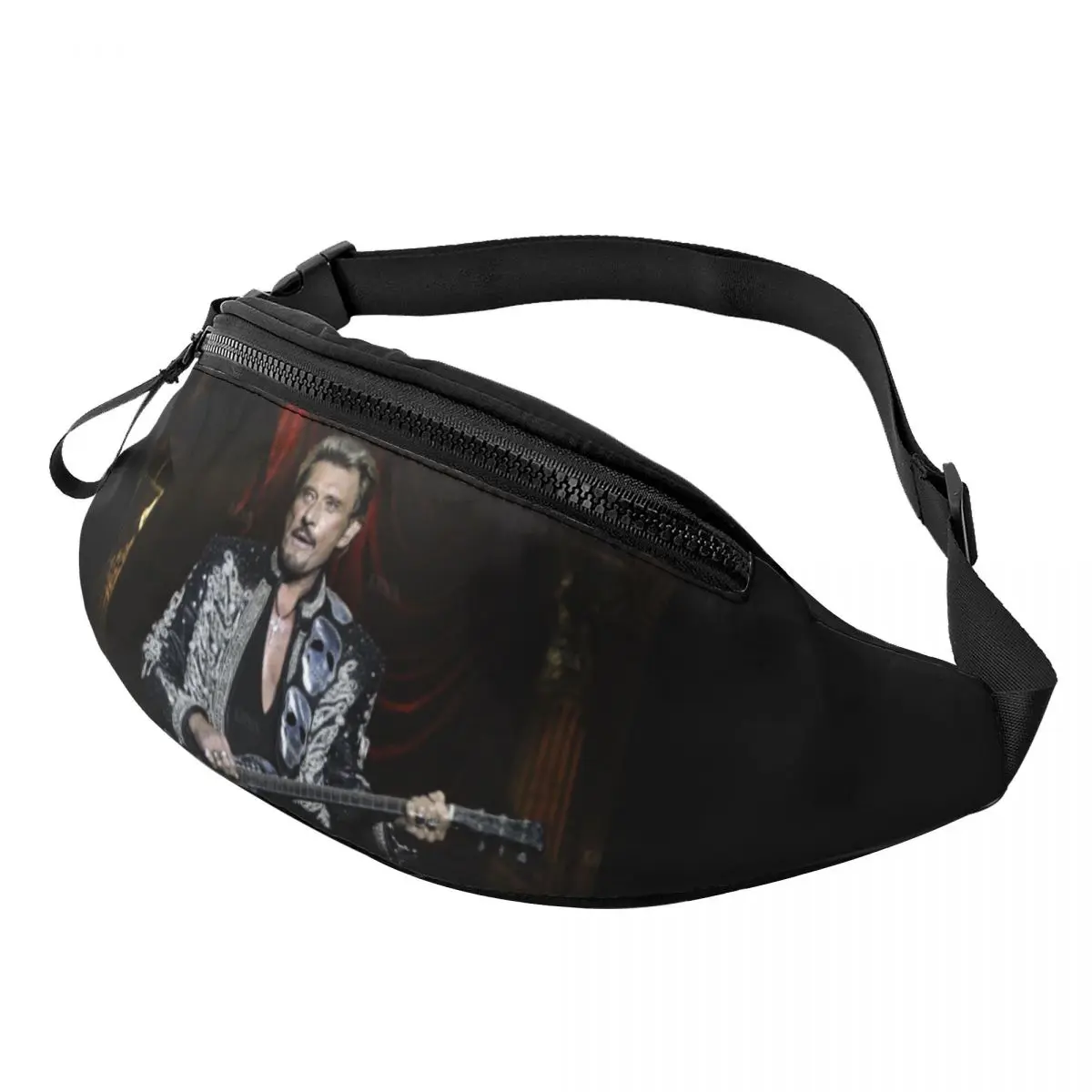 Custom Johnny Hallyday Fanny Pack Women Men French Rock Singer Crossbody Waist Bag for Travel Hiking Phone Money Pouch