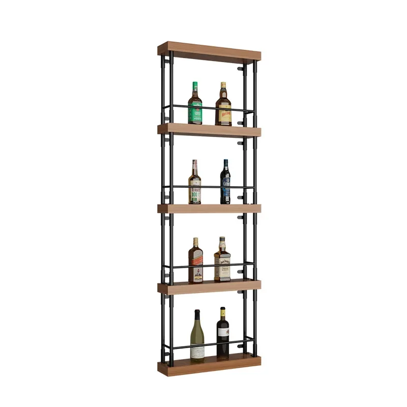 Restaurant bar wall hanging against the wall red rack, floor-to-ceiling luminous wine cabinet