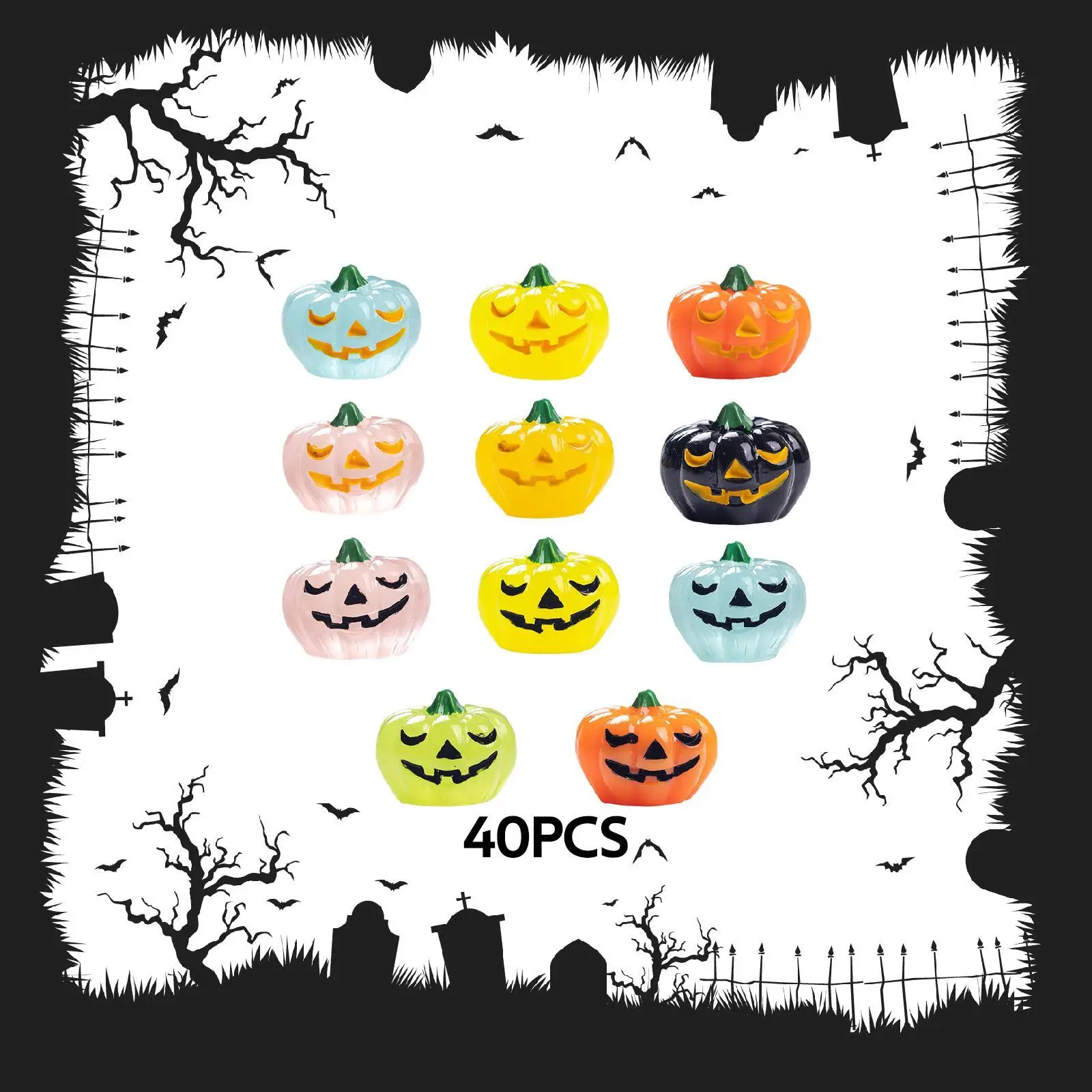 

40 Pieces Mini Pumpkins Small Luminous Table Decoration for Outside Home DIY