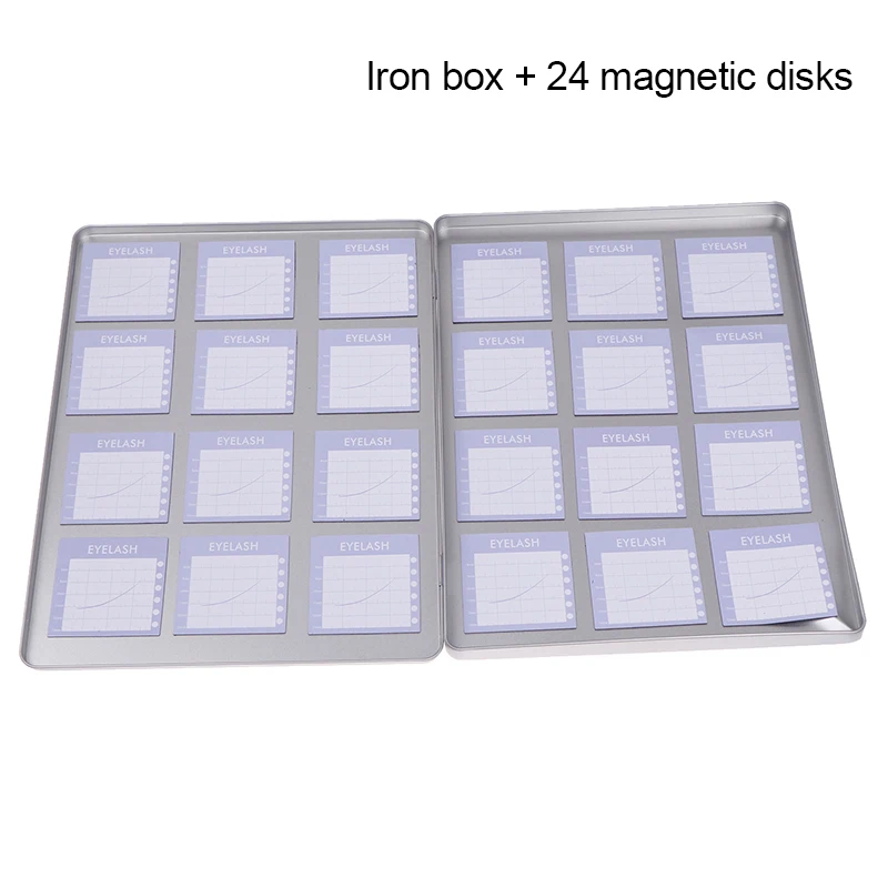 Empty Magnetic Fake Eyelash Storage Box With 24 Diskettes False Eyelash Holder Case Container Travel Pallet Lash Holder