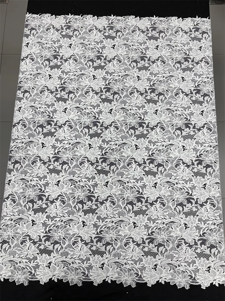 2026 Nigerianischer Stoff Luxuriöse Hochwertige Spitze Wasserlösliche Bestickte Modische Weiche Weiße Spitze 5 Yards – Detail 10