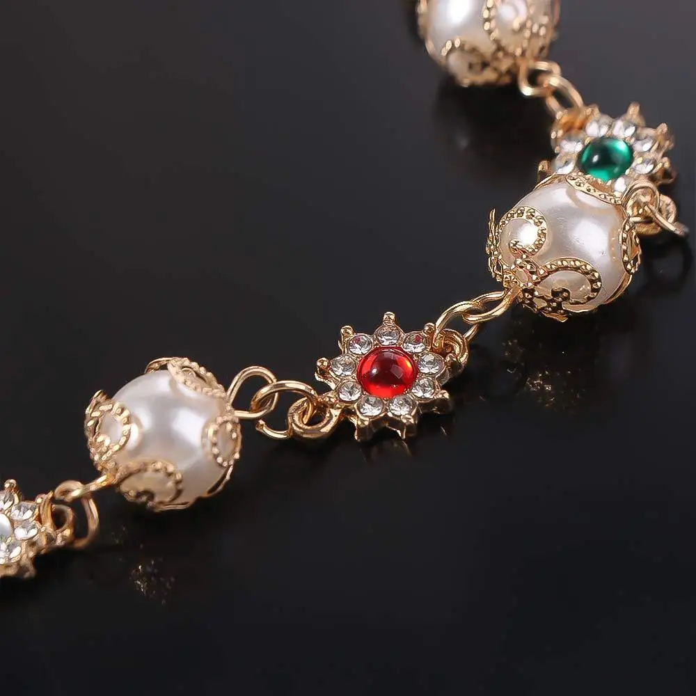 

Luxury Flowers Beads Choker Necklace Rhinestone Jewelry Imitation Pearl Clavicle Chain Trendy Elegant Shinny Colorful Choker