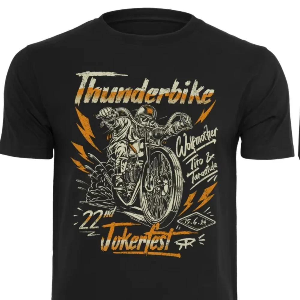 

2025 Summer Streetwear Thunderbike Jokerfest Men's T-shirt Short Sleeve Luxury Brand T Shirt Men Women Tee Retro H-Harley Tops
