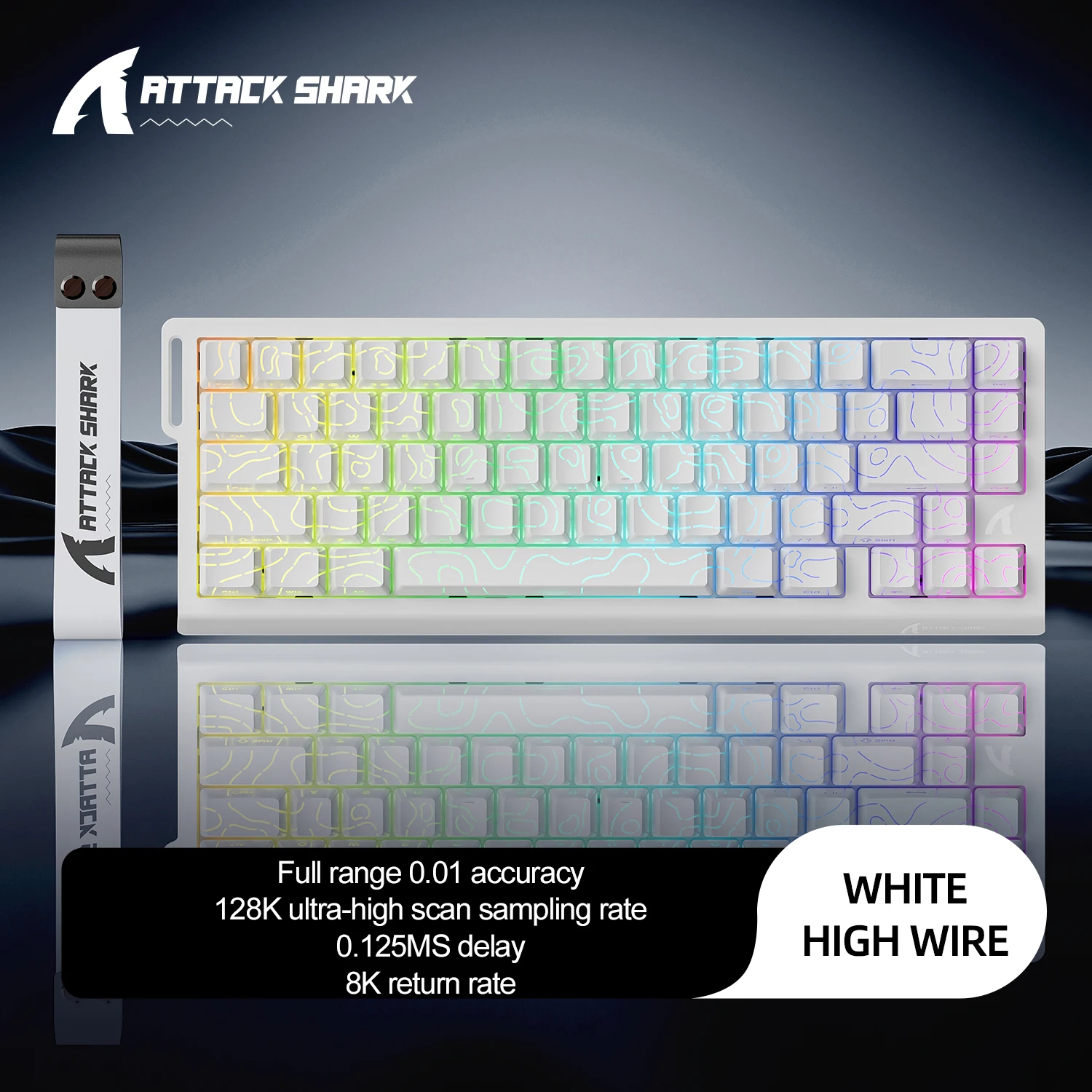 ATTACK SHARK X68 HE Rapid Trigger 8KHz magnetisch toetsenbord, 0,01 mm RT-nauwkeurigheid, 60% lay-out, RGB, ondersteuning RT/Snap Tap/DKS/MT/TGL