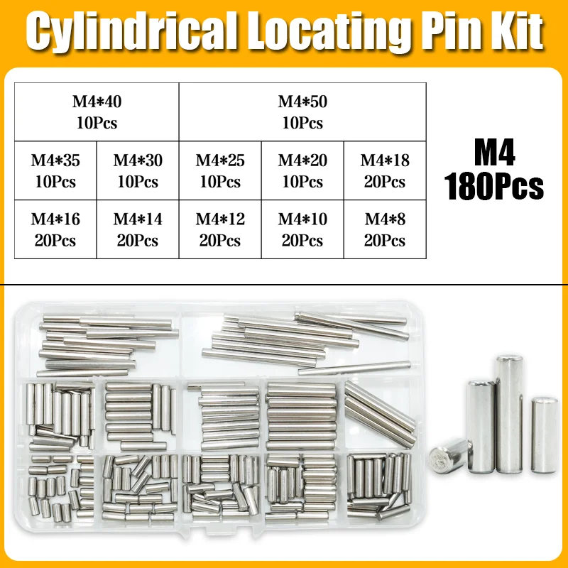 A2 304 Edelstahl-Dübelstift-Set M2 M2,5 M3 M4 M5 M6 M8 Zylinderstifte Positionierungsdübel Feste Welle Solide Sicherungsstiftstange GB119 – Detail 9