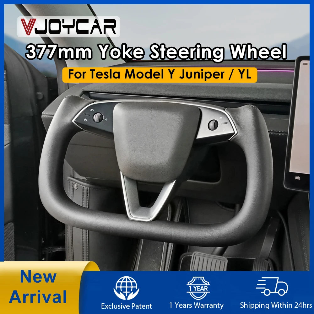 VJOYCAR 新型377mmヨークハンドル（2025年、2026年式テスラ新型モデルY