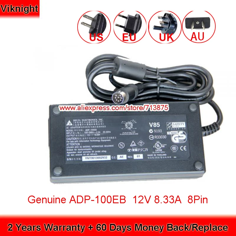 

Genuine ADP-100EB ADP100EB for Delta Adapter 12V 8.33A Power Supply 100W Round With 8 Pins