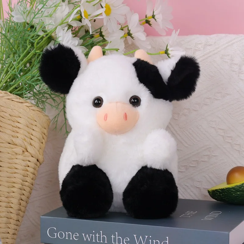 7.87in Cow Strawberry Doll Cute Cow Plush Animals Toys Pink, Black Sitting Cow Plush as  Room Decoration Ornament Christmas Gift