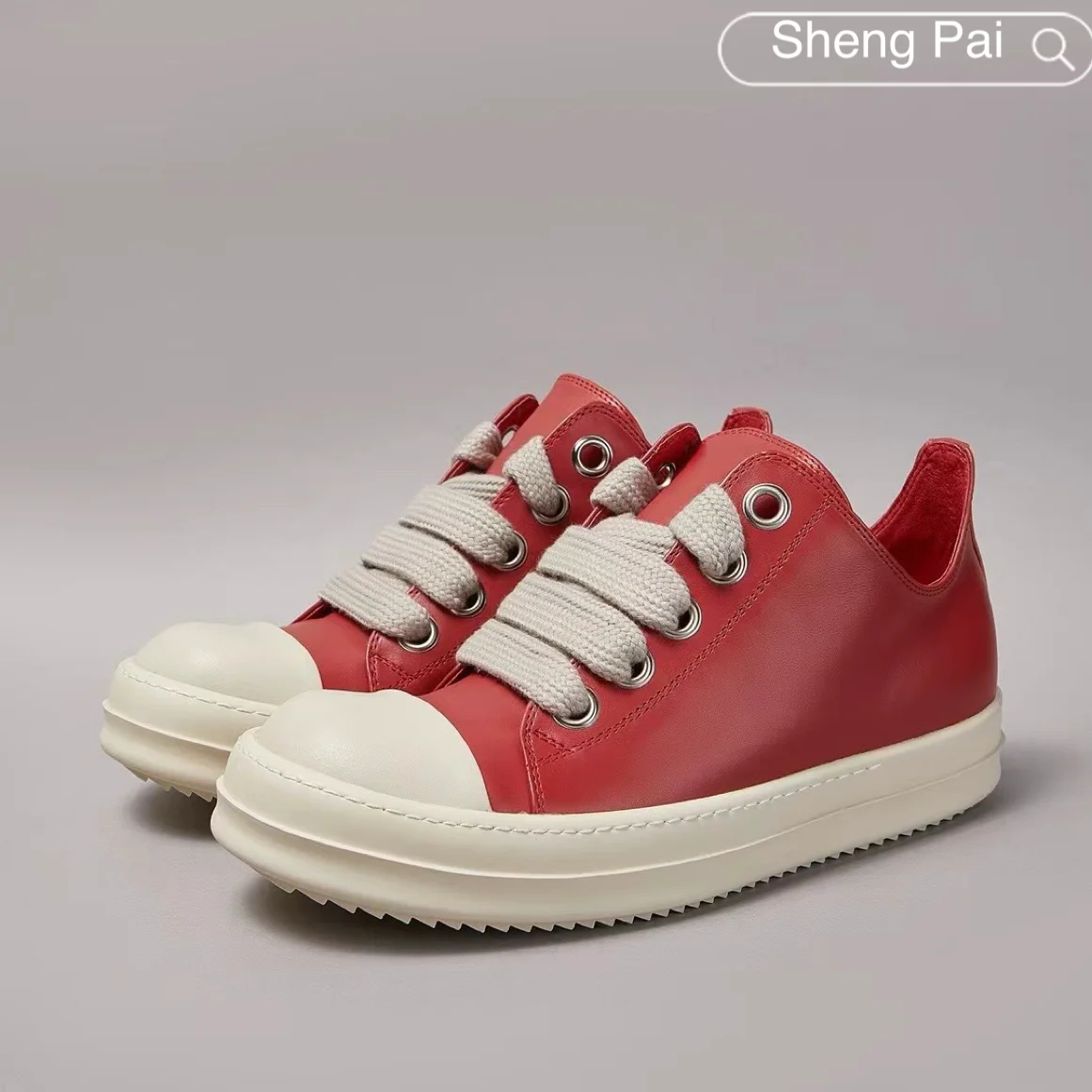 

Fashionable Casual Men's Shoes Red Leather Shoes Low-Top Flats Women's Sneakers Summer Comfort Outdoor Walking Shoes