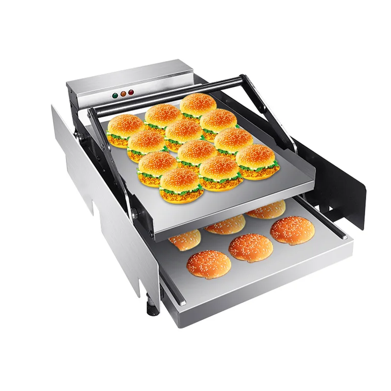 

Stainless Steel Burger Bun Toaster Hot Sale Electric Double Layer Hamburger Heating Machine