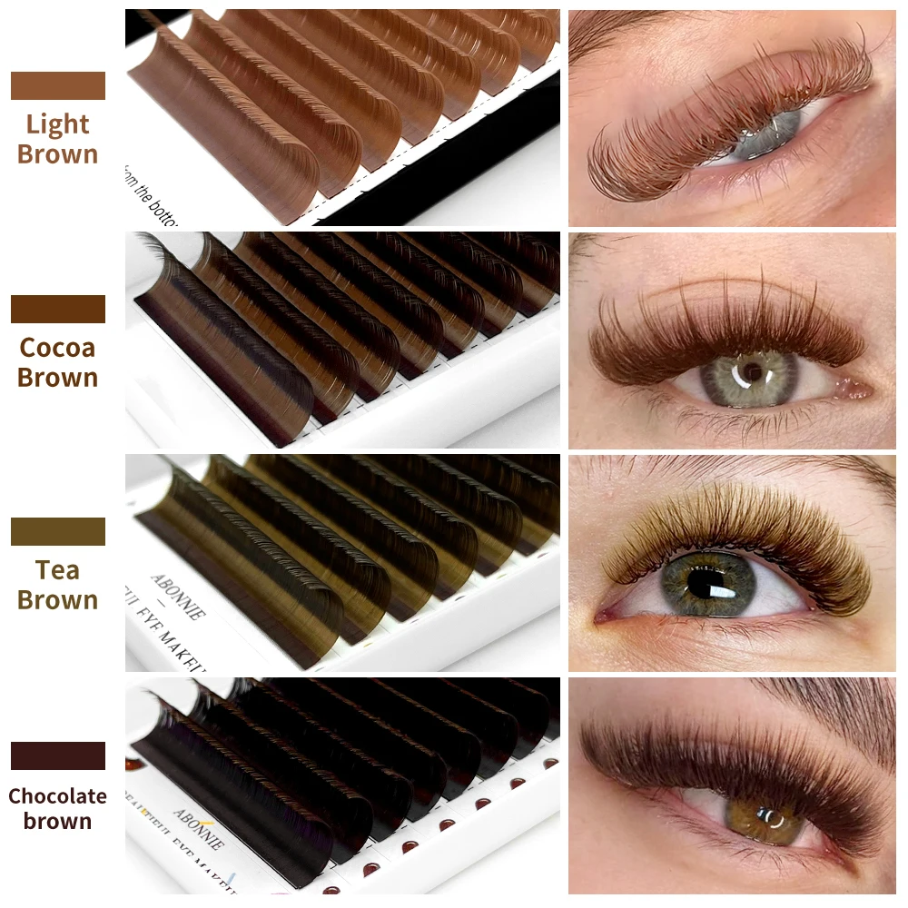 Abonnie Cocoa Brown Eyelash Extension C CC D Mink Individual Colorful Lashes High Quality Brown Color Natural Soft Eyelashes